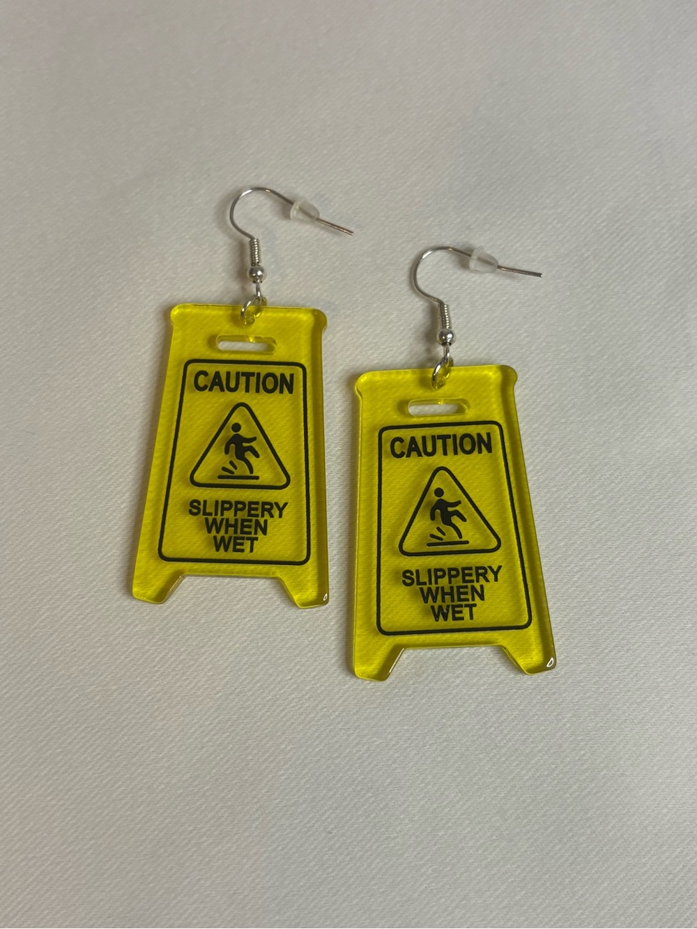 Handmade “Caution Slippery When Wet” Earrings